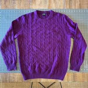 J Crew 100% Italian Cashmere Cable Knit Crewneck Sweater